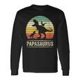 Papasaurus Dinosaur Papa Tyrannosaurus Dino Twin Pack Mit-Ausschnitt Langarmshirts Geschenkideen