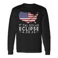 Path Of Totality America Eclipse Usa Map Total Solar 2024 Long Sleeve T-Shirt Gifts ideas