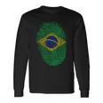 Patriotic Fingerprint Brazil Brazilian Flag Long Sleeve T-Shirt Gifts ideas