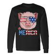 Pig 4Th Of July Merica American Flag Sunglasses Long Sleeve T-Shirt Gifts ideas