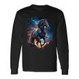 Precioso Caballo Con Cielo Relámpago Caballo Camiseta de manga larga Ideas de regalos