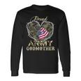 Proud Army Godmother With Heart American Flag For Veteran Long Sleeve T-Shirt Gifts ideas