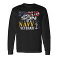 Proud Son Of A Navy Veteran American Flag Military Long Sleeve T-Shirt Gifts ideas