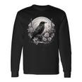 Raven Full Moon Gothic Witchy Crow Roses Mystical Long Sleeve T-Shirt Gifts ideas