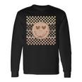Retro Happy Smile Checkered Pattern Trendy Long Sleeve T-Shirt Gifts ideas