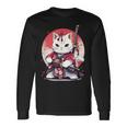 Retro Japonés Gato Samurai Tatuaje Gráfico Ninja Kawaii Camiseta de manga larga Ideas de regalos