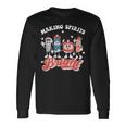 Retro Ugly Christmas Making Spirits Bright Alcohol Bartender Long Sleeve T-Shirt Gifts ideas