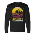 Suns Out Guns Out Retro 80S Beach Scene Palm Tree Sunset Long Sleeve T-Shirt Gifts ideas