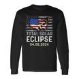 Total Solar Eclipse 2024 Eclipse Usa American Patriotic Flag Long Sleeve T-Shirt Gifts ideas