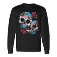 Transgender Pride Trans Flag Skull Roses Subtle Lgbtq Long Sleeve T-Shirt Gifts ideas