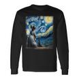 Van Gogh Starry Night Style Artistic Sphynx Cat Long Sleeve T-Shirt Gifts ideas