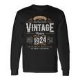 Vintage 1924 100Th Birthday Decoration 100 Year Old Men Long Sleeve T-Shirt Gifts ideas