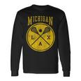 Vintage Michigan Lacrosse Distressed Lax Long Sleeve T-Shirt Gifts ideas