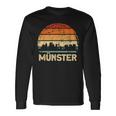 Vintage Münster Skyline Sonnenuntergang Langarmshirts, Retro Design Tee Geschenkideen