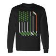 Vintage St Patrick Day Ice Hockey American Flag Saint Pattys Long Sleeve T-Shirt Gifts ideas