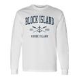 Block Island Ri Vintage Navy Crossed Oars & Boat Anchor Long Sleeve T-Shirt Gifts ideas