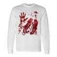Bloody Red Hands Blood Splatter Zombie Outbreak Graphic Long Sleeve T-Shirt Gifts ideas