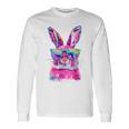 Bunny Face With Tie Dye Glasses Happy Easter Day Boy Kid Long Sleeve T-Shirt Gifts ideas
