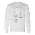 Catamaran Sailboat Blueprint Old Sailing Boat Ocean Long Sleeve T-Shirt Gifts ideas