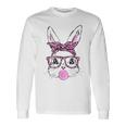 Cute Bunny Face Pink Glasses Leopard Bublegum Easter Day Long Sleeve T-Shirt Gifts ideas