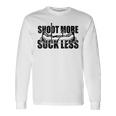 Damen Shoot More Suck Less Lustige Jagdliebhaber Hunter Papa Ehemann Mit-Ausschnitt Langarmshirts Geschenkideen