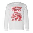 Distressed Monster Trucks Are My Jam Race Day Red Vintage Long Sleeve T-Shirt Gifts ideas