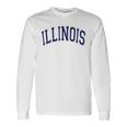 Illinois Varsity Style Navy Blue Text Long Sleeve T-Shirt Gifts ideas