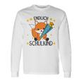 Kinder Endlich Schulkind 2024 Fox School Cone School Fox Gray Langarmshirts Geschenkideen