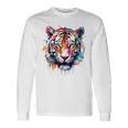 Obra De Arte De Tigre Colorido Animal Arte Tigre Camiseta de manga larga Ideas de regalos