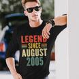 18Th Birthday Legend Since August 2005 18 Years Old Vintage Long Sleeve T-Shirt Gifts for Him