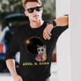 2024 Solar Eclipse Cat Wearing Solar Glasses Eclipse Long Sleeve T-Shirt Gifts for Him