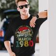 44 Years Old Legend Since March 1980 44Th Birthday Men Long Sleeve T-Shirt Gifts for Him