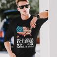 America Totality Total Solar Eclipse April 8 2024 Usa Map Long Sleeve T-Shirt Gifts for Him