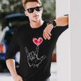Asl I Love You Hand Sign Language Heart Valentine's Day Long Sleeve T-Shirt Gifts for Him