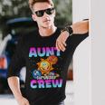 Aunt Birthday Crew Outer Space Planets Galaxy Bday Party Long Sleeve T-Shirt Gifts for Him