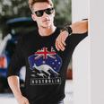 Australia Flag Zoo Animal Kangaroo Langarmshirts Geschenke für Ihn