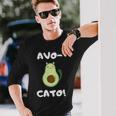 Avo-Cato Cat Avocado Meow Cat Langarmshirts Geschenke für Ihn