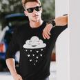Awesome White Cloud Rain Raindrop Hearts Print Long Sleeve T-Shirt Gifts for Him