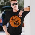 Basketball Player Jersey Number 23 Graphic Long Sleeve T-Shirt Gifts for Him