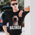 Bazinga Cringe Meme Dog Genz Trendy Nager Slang Long Sleeve T-Shirt Gifts for Him