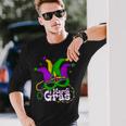 Beads Mask Feathers 2024 Mardi Gras For Girls Women Long Sleeve T-Shirt Gifts for Him