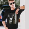 Best Buckin' Dad Ever Deer Hunting Fathers Day American Flag Long Sleeve T-Shirt Gifts for Him