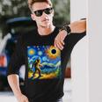 Bigfoot Glasses Total Solar Eclipse 2024 Van Gogh Bigfoot Long Sleeve T-Shirt Gifts for Him