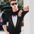 Black And White Tuxedo With Lavender Bow Tie NoveltyLong Sleeve T-Shirt Gifts for Him