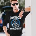Boating Pontoon Co Captain Son Boy Kid Dad Grandpa Boat Long Sleeve T-Shirt Gifts for Him