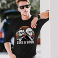 Like A Boss Presidents Day Washington Lincoln Abe George Long Sleeve T-Shirt Gifts for Him