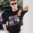 Bowling Birthday Rollin Into 10 Party 10Th Bday Retro Girl Long Sleeve T-Shirt Gifts for Him