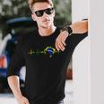 Brazil Flag Heartbeat Langarmshirts Geschenke für Ihn