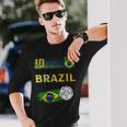 Brazil Soccer Fans Jersey Brazilian Flag Football Long Sleeve T-Shirt Gifts for Him