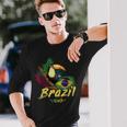 Brazil Vintage Toucan With Flag And Samba Mask Langarmshirts Geschenke für Ihn